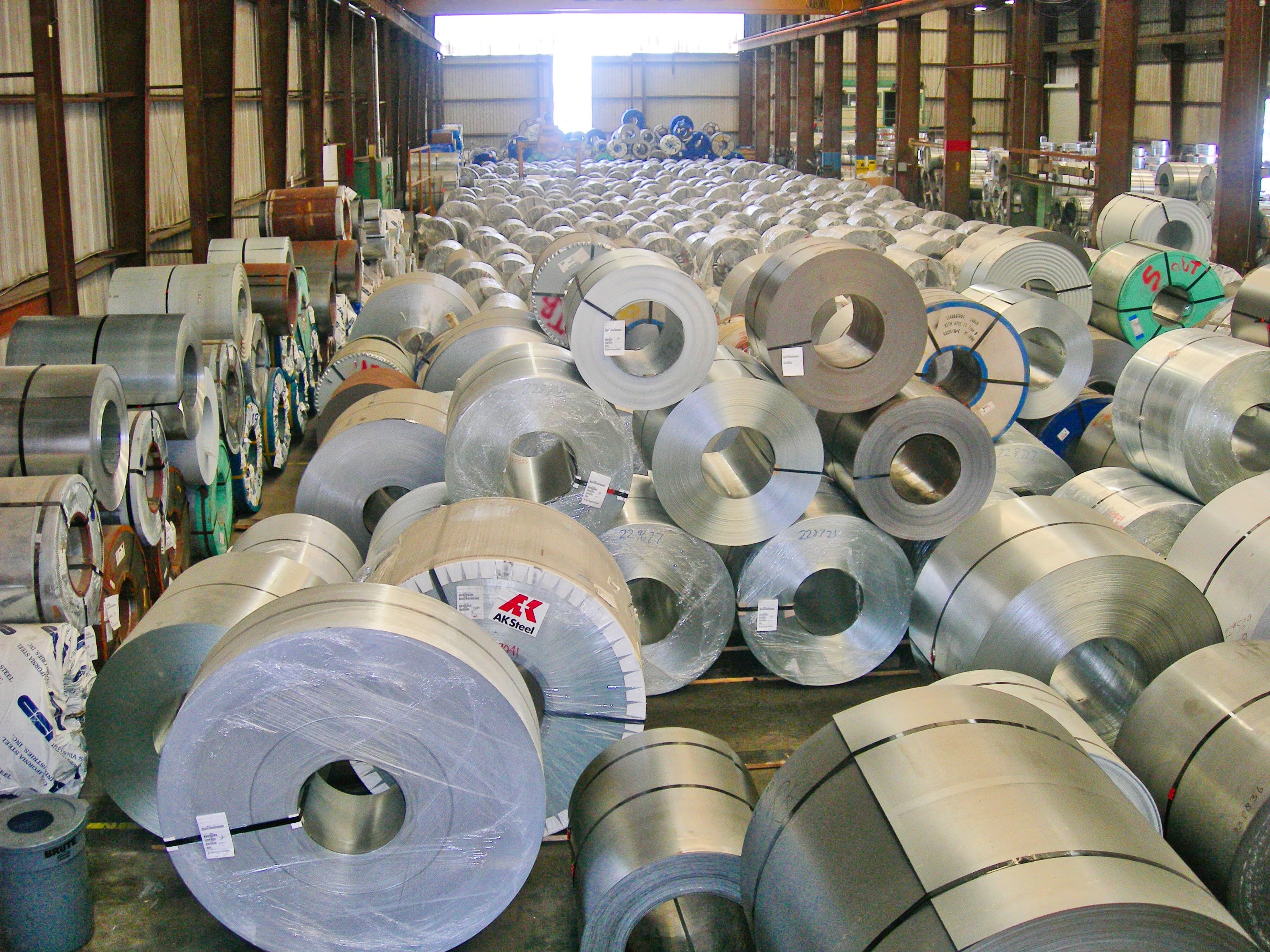 Steel coils in PTP warehouse